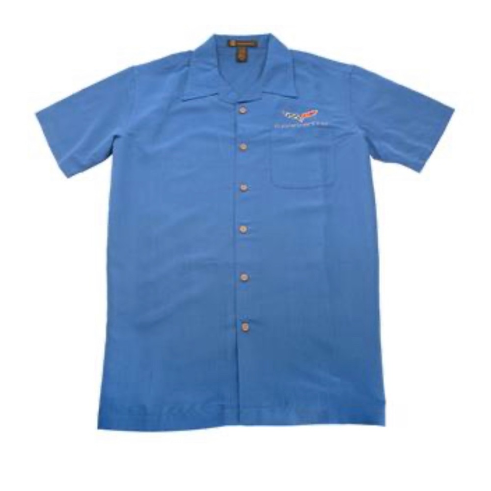 NWT Corvette Button Up Camp Shirt size L C6  logo Authentic GM merchandise